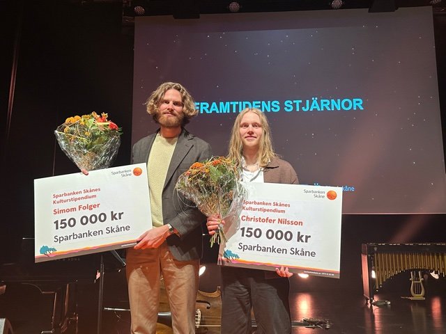Simon Folger och Christoffer Nilsson fick Sparbanken Skånes filmstipendium 2023. Foto: Emma Lidström.