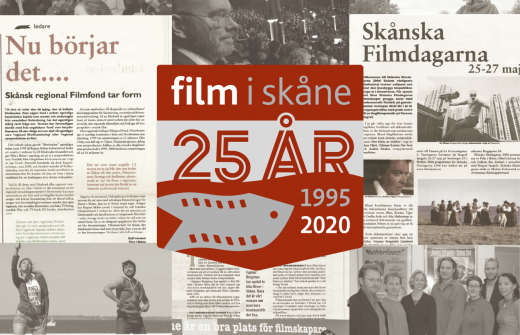 Film i Skåne 25 år. Jubileumslogo på ett kollage.