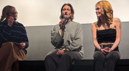 Regissör Malin Englund vid premiär av Flatan i Sjöbo